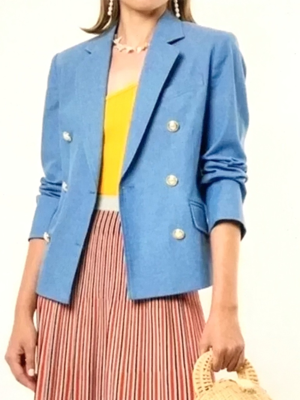 DEREK LAM 10 Crosby Blazer Myla Double Breasted Jacket Blue Size 2 NWT
